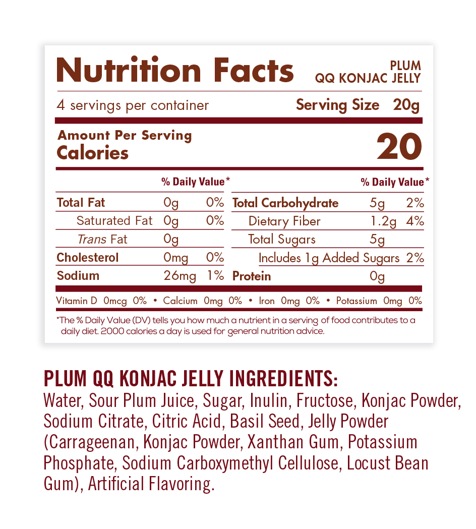 nutrition facts of plum qq konjac jelly