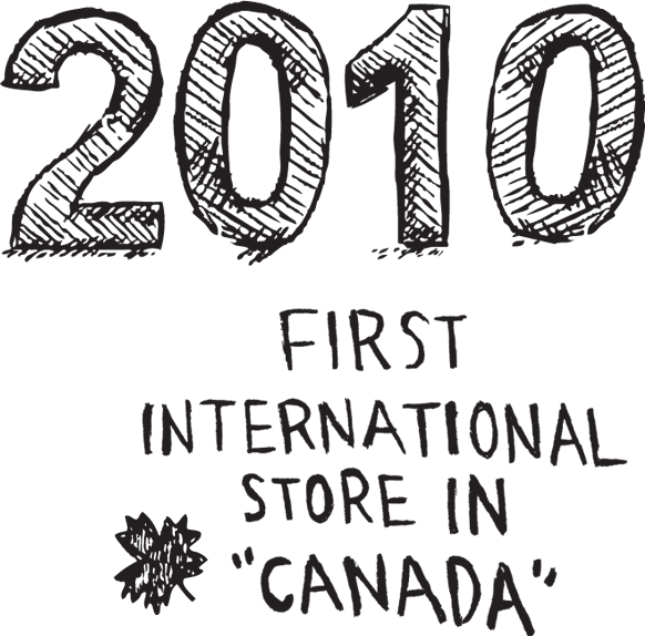 2010, first international store in canada